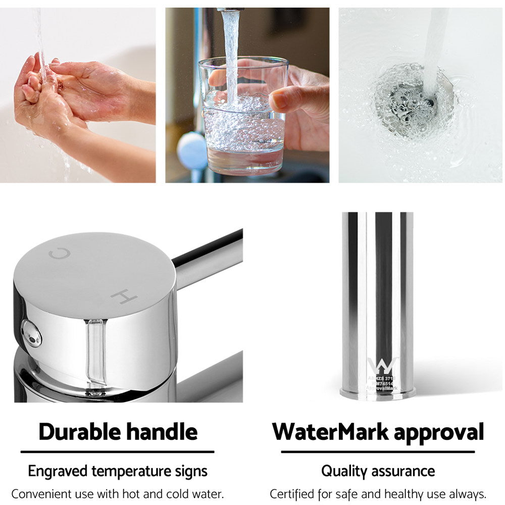 Cefito Bathroom Basin Mixer Tap Round Tall Faucet Vanity Laundry Chrome - SuperSaverAU - view 7