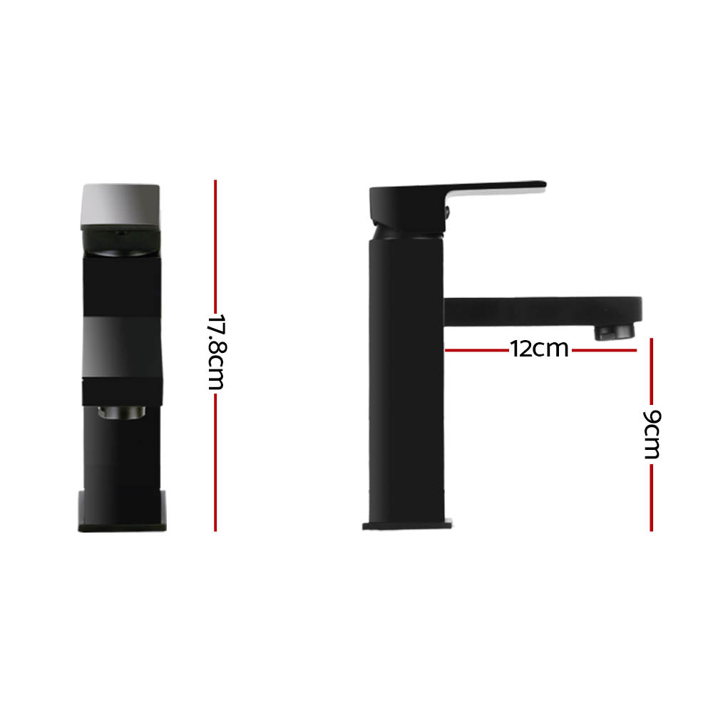 Cefito Black Bathroom Basin Mixer Tap Square Faucet