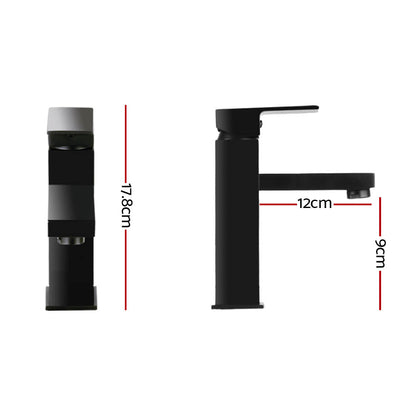 Cefito Black Bathroom Basin Mixer Tap Square Faucet