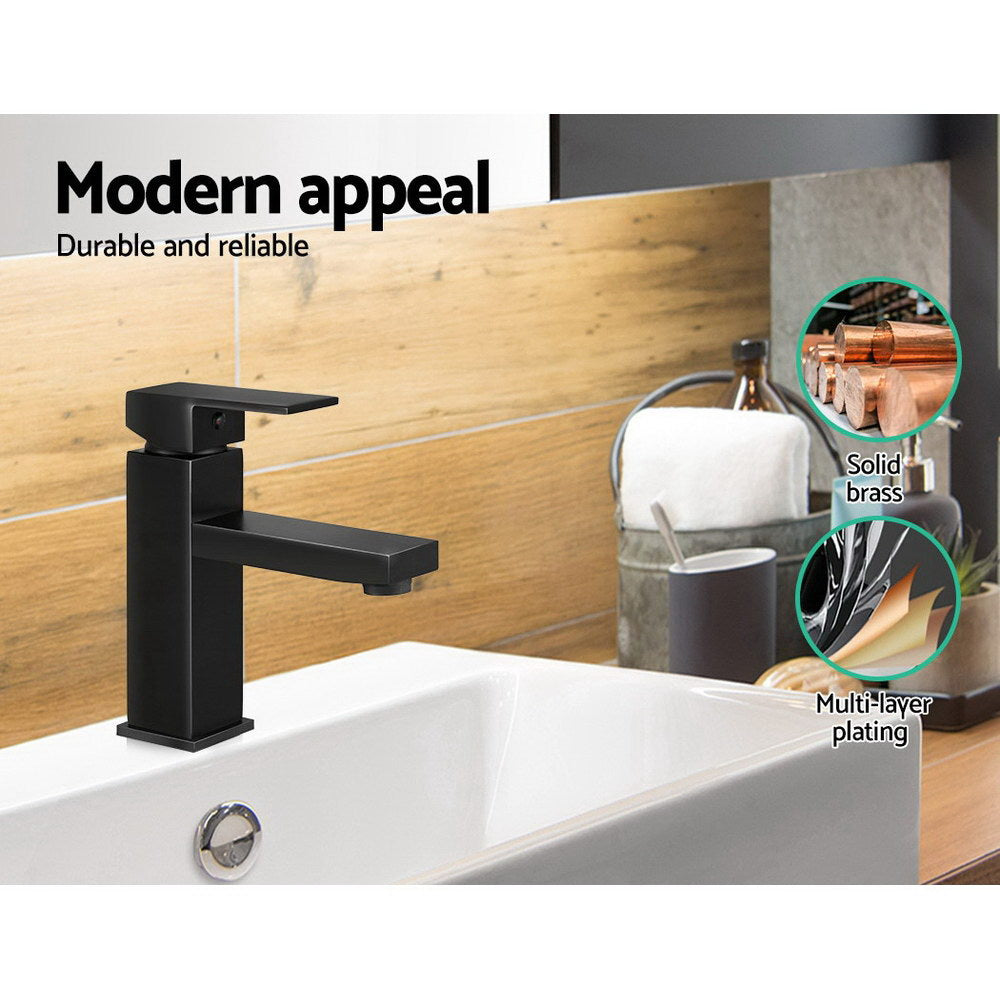 Cefito Black Bathroom Basin Mixer Tap Square Faucet