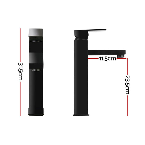 Cefito Bathroom Basin Mixer Tap Square Tall Faucet Vanity Laundry Black - SuperSaverAU - view 2