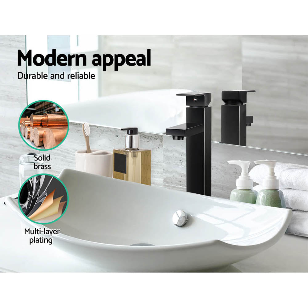 Cefito Bathroom Basin Mixer Tap Square Tall Faucet Vanity Laundry Black - SuperSaverAU - view 5