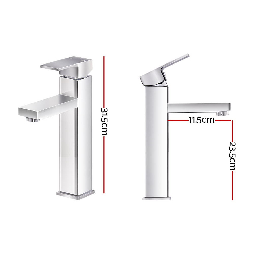 Cefito Bathroom Basin Mixer Tap Square Tall Faucet Vanity Laundry Chrome - SuperSaverAU - view 2
