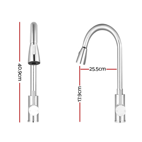 Cefito Kitchen Mixer Tap Pull Out 2 Mode Sink Faucet Basin Laundry Chrome - SuperSaverAU - view 2
