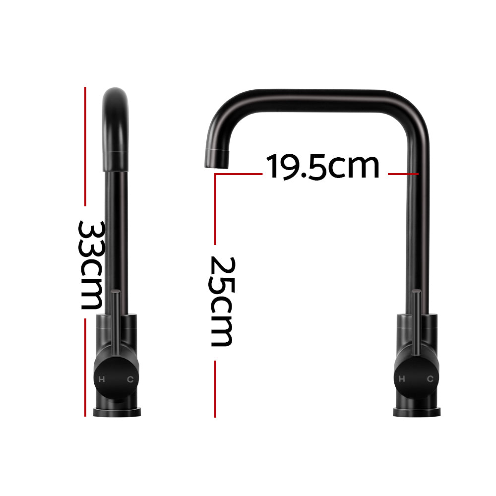 Cefito Kitchen Mixer Tap Mixer Rectangle Sink Faucet Basin Laundry Black - SuperSaverAU - view 2