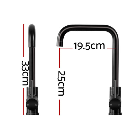 Cefito Kitchen Mixer Tap Mixer Rectangle Sink Faucet Basin Laundry Black - SuperSaverAU - view 2