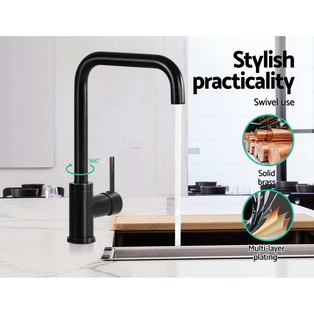 Cefito Kitchen Mixer Tap Mixer Rectangle Sink Faucet Basin Laundry Black - SuperSaverAU - view 7