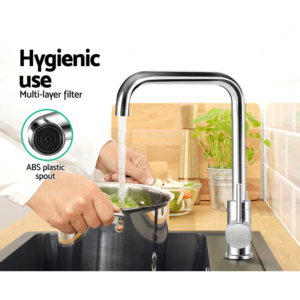 Cefito Kitchen Mixer Tap Mixer Rectangle Sink Faucet Basin Laundry Chrome - SuperSaverAU - view 6