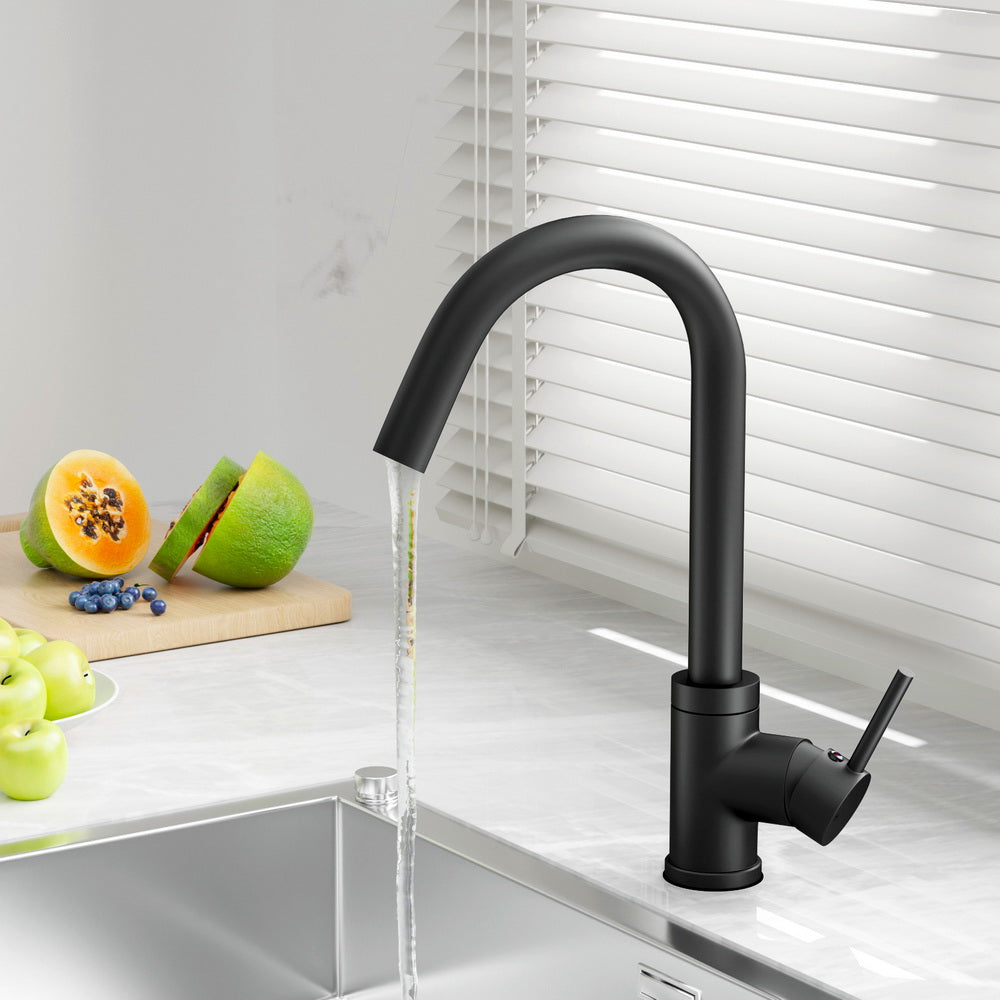 Cefito Kitchen Mixer Tap Mixer Round Sink Faucet Basin Laundry Black - SuperSaverAU - view 7