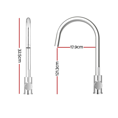 Cefito Kitchen Mixer Tap Mixer Round Sink Faucet Basin Laundry Chrome - SuperSaverAU - view 2
