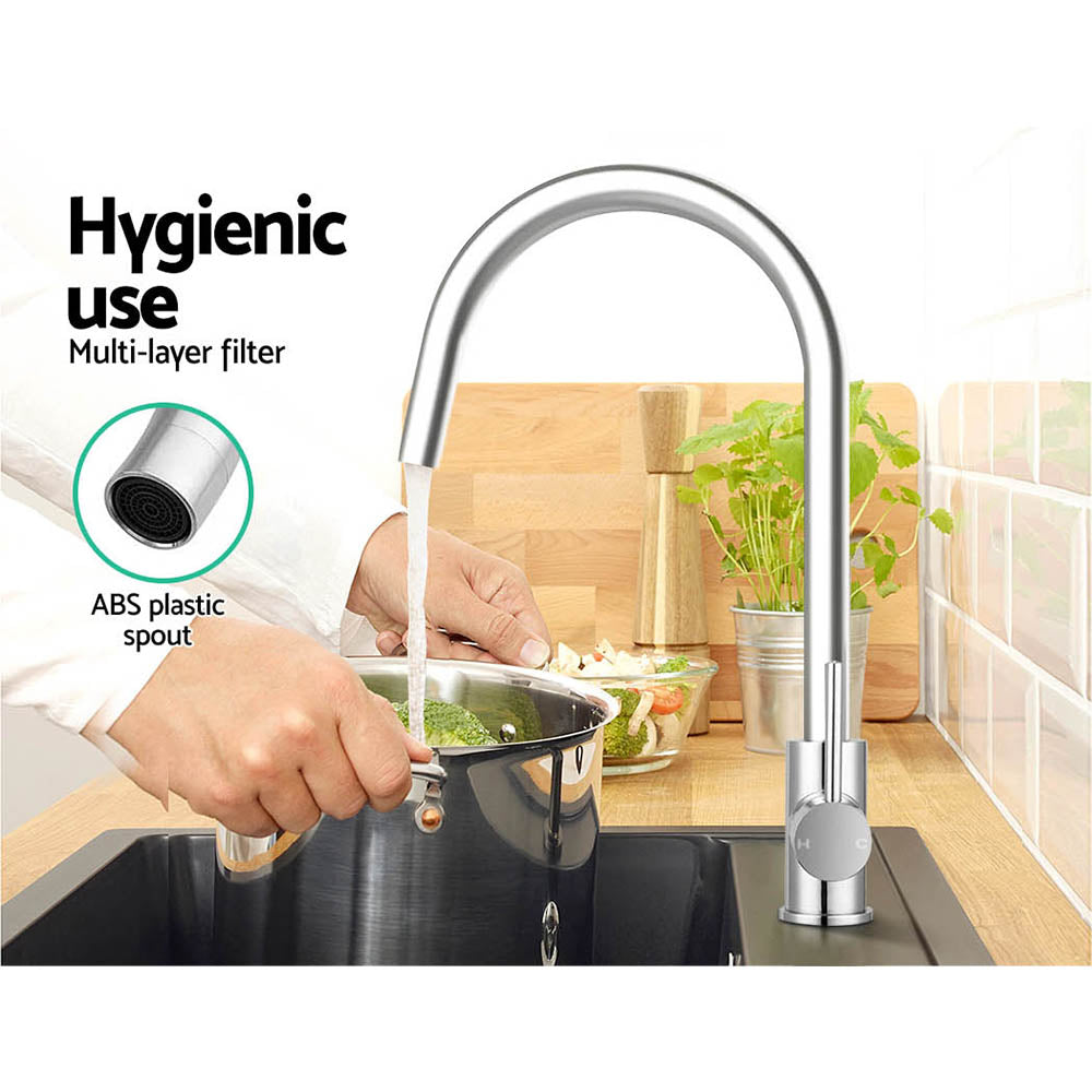Cefito Kitchen Mixer Tap Mixer Round Sink Faucet Basin Laundry Chrome - SuperSaverAU - view 6