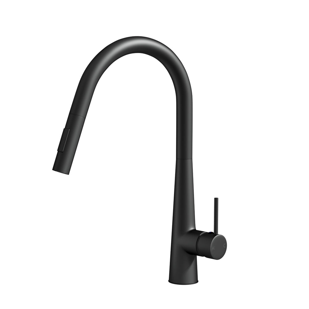 Cefito Pull-Out Round Kitchen Mixer Tap Black 2 Mode Sink Faucet WELS