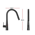 Cefito Pull-Out Round Kitchen Mixer Tap Black 2 Mode Sink Faucet WELS - SuperSaverAU - view 2