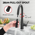 Cefito Pull-Out Round Kitchen Mixer Tap Black 2 Mode Sink Faucet WELS - SuperSaverAU - view 4