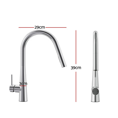 Cefito Pull-Out Round Kitchen Mixer Tap Chrome 2 Mode Sink Faucet WELS