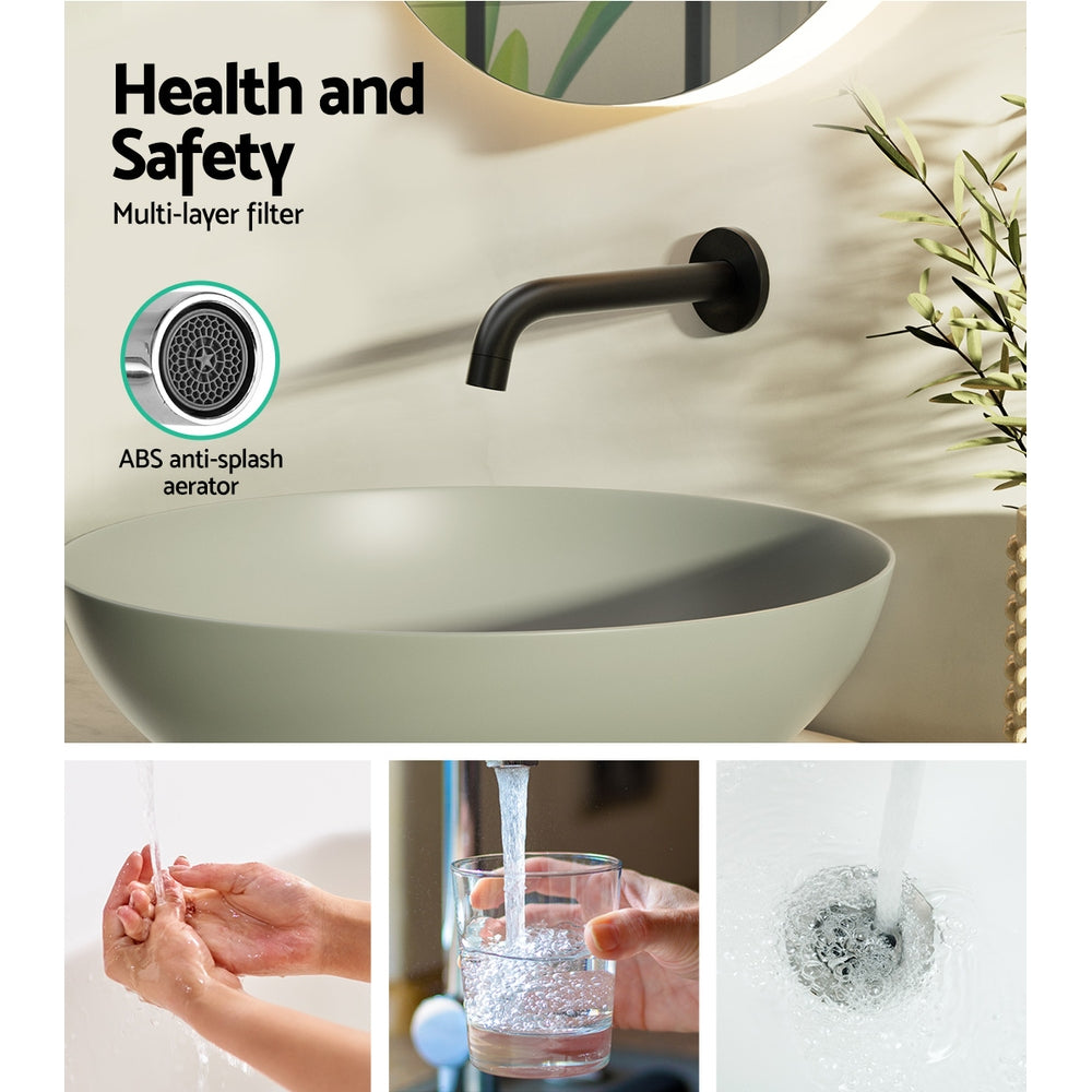 Cefito Wall Bath Spout Tap Black Brass, Durable, Easy Installation, 24mm