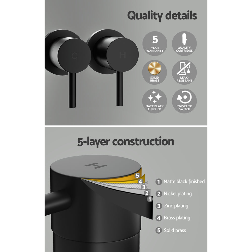 Cefito Twin Basin Taps - Matte Black Brass, Drip-Free, WaterMark Approved - SuperSaverAU - view 5