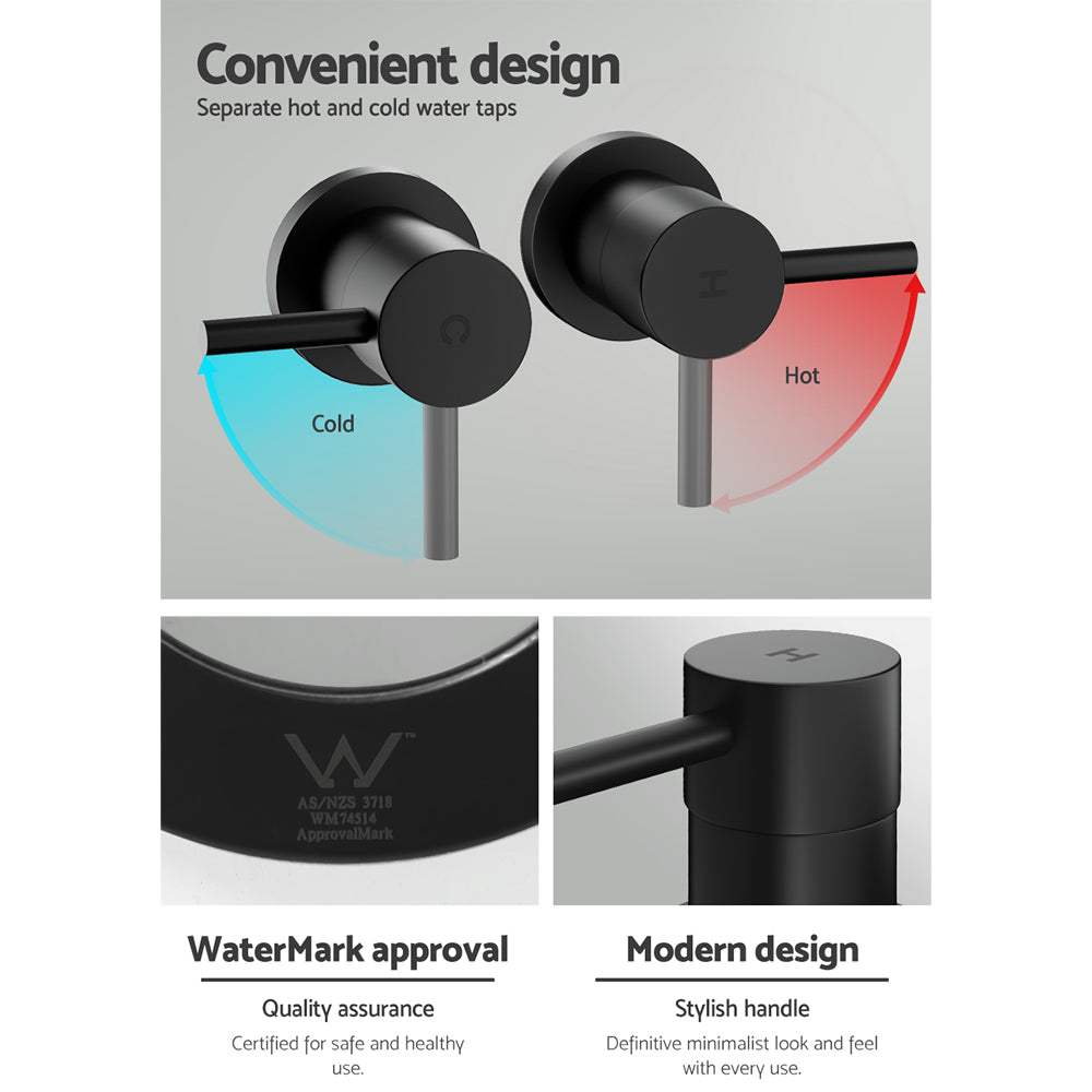 Cefito Twin Basin Taps - Matte Black Brass, Drip-Free, WaterMark Approved