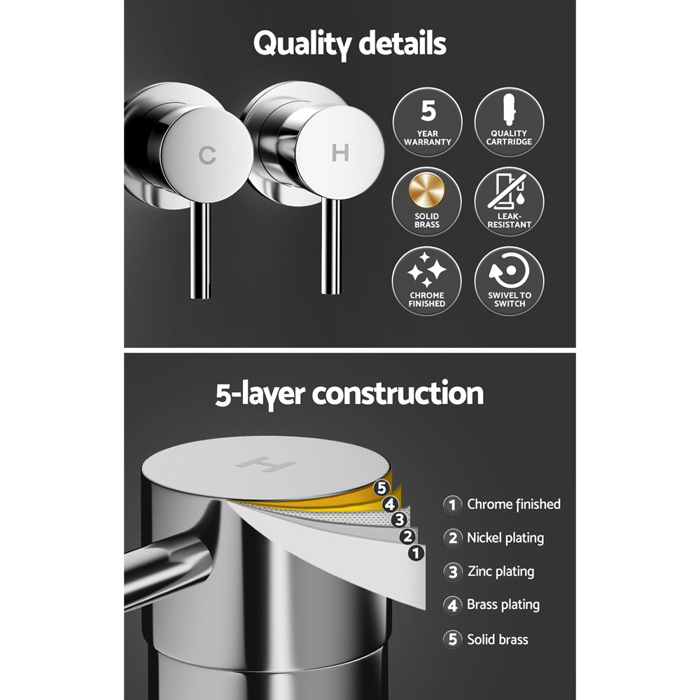Cefito Twin Basin Taps Chrome Brass Faucet Hot & Cold Water Drip-Free 25mm - SuperSaverAU - view 5