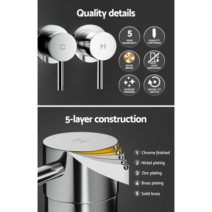 Cefito Twin Basin Taps Chrome Brass Faucet Hot & Cold Water Drip-Free 25mm