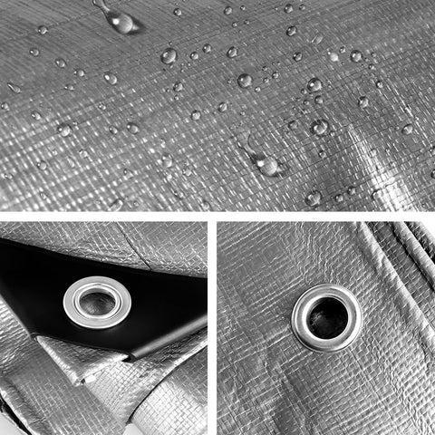 Instahut Heavy Duty Poly Tarp 3.6x7.3m Waterproof UV Resistant Camping Cover - SuperSaverAU - view 2