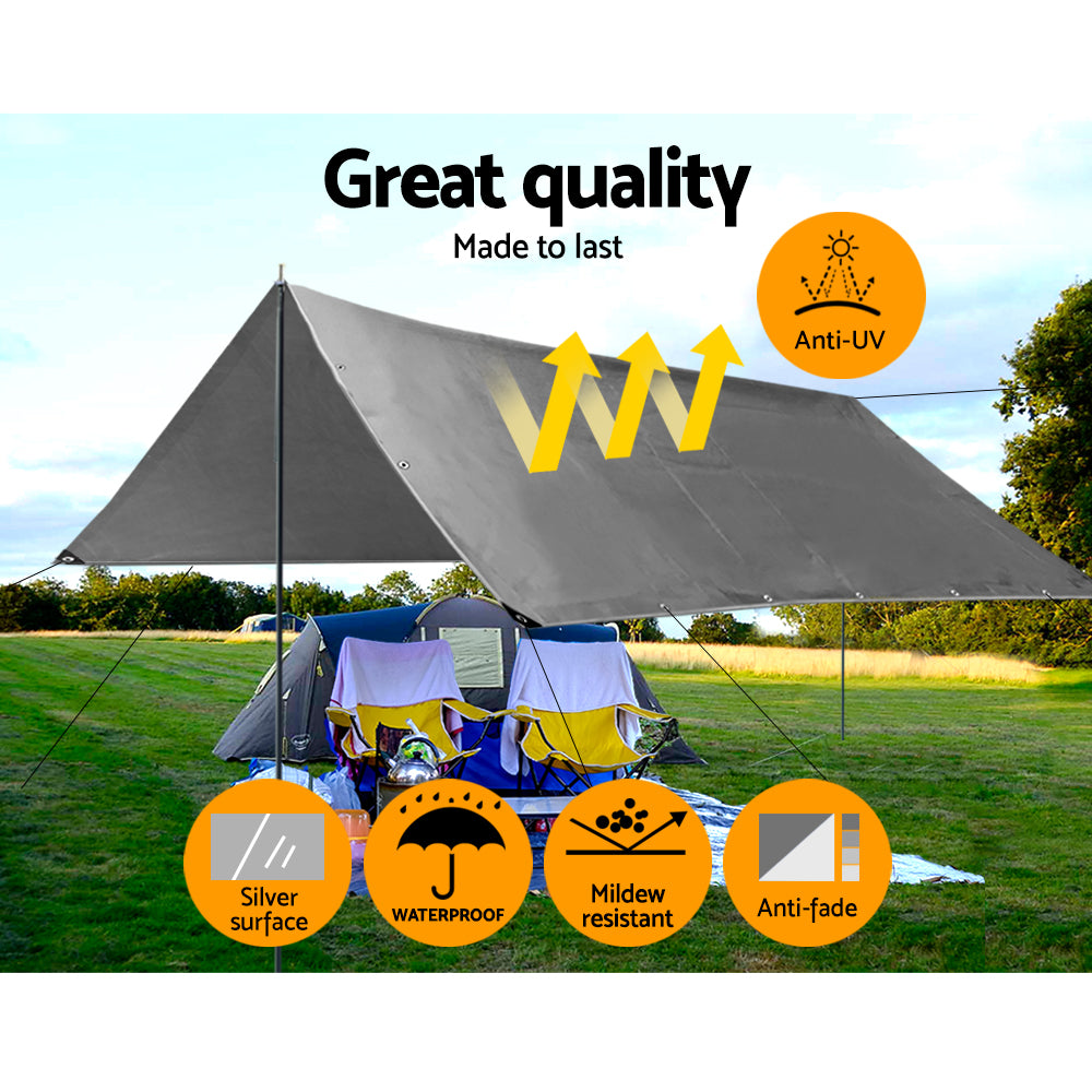Instahut Heavy Duty Poly Tarp 3.6x7.3m Waterproof UV Resistant Camping Cover