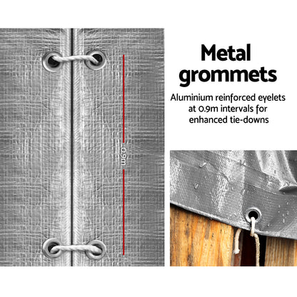 Instahut Heavy Duty Poly Tarp 3.6x7.3m Waterproof UV Resistant Camping Cover