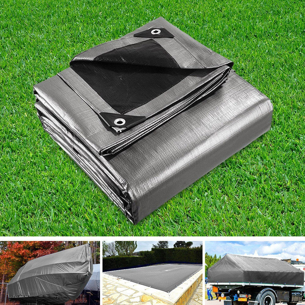 Instahut Heavy Duty Poly Tarp 3.6x7.3m Waterproof UV Resistant Camping Cover - SuperSaverAU - view 6