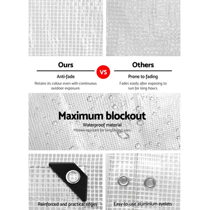 Instahut Poly Tarp 4x7m Waterproof Heavy Duty Camping Cover UV-Resistant