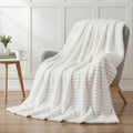 Giselle Bedding Flannel Fleece Throw Blanket – White 152 x 203cm, 285GSM