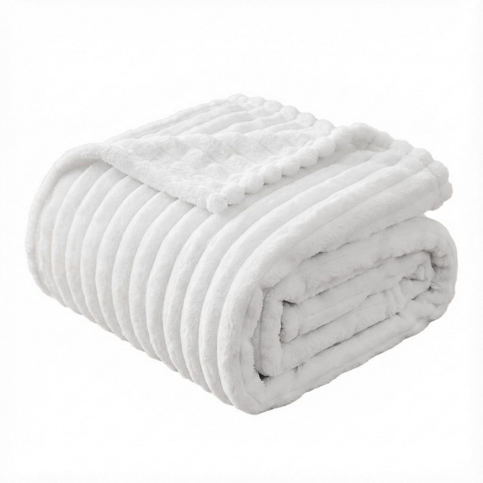 Giselle Bedding Flannel Fleece Throw Blanket – White 203 x 230cm, 285GSM