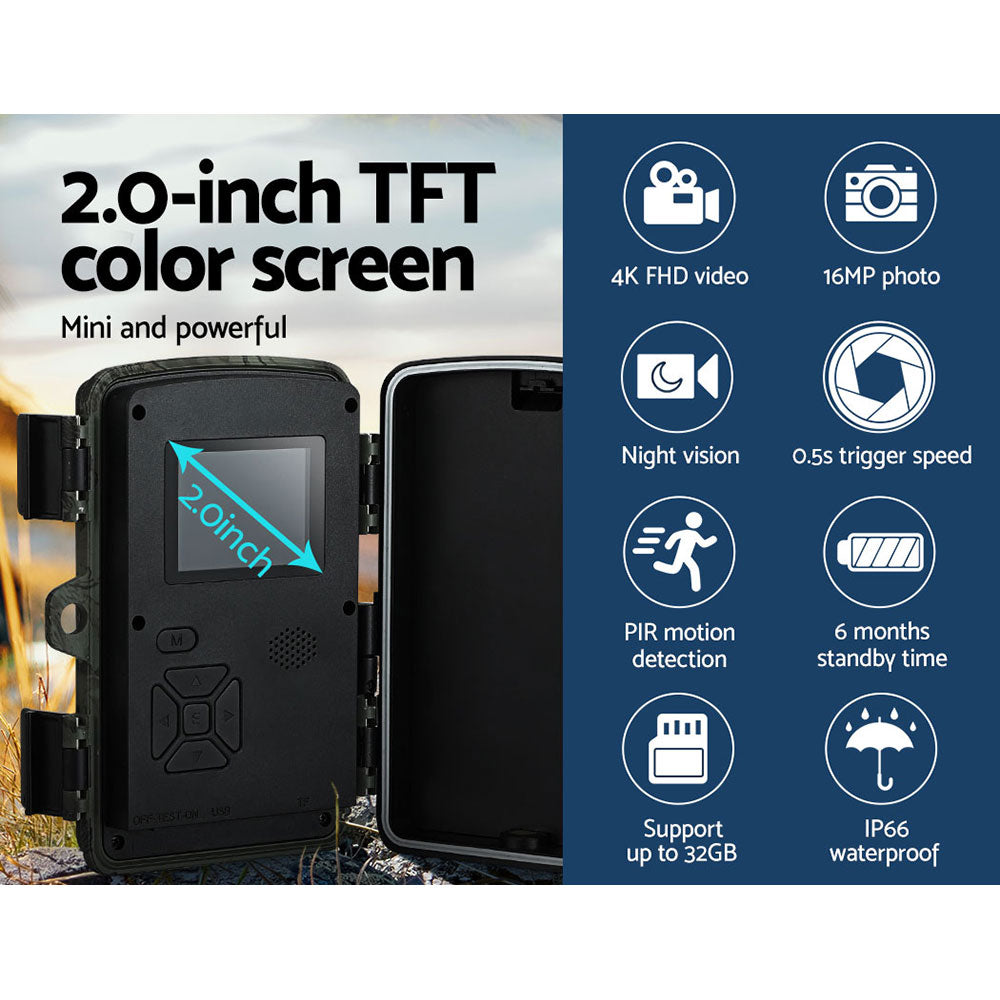 UL-tech 4K 16MP Trail Camera with Night Vision - Camouflage