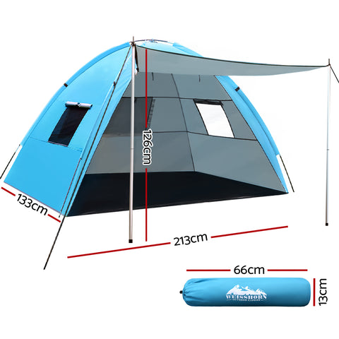 Weisshorn 4-Person Beach Tent, Weather-Resistant, UV Protection, Carry Bag - SuperSaverAU - view 2