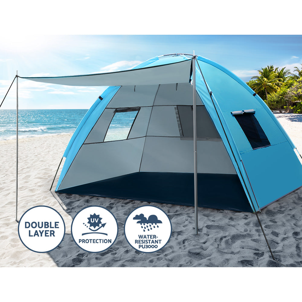 Weisshorn 4-Person Beach Tent, Weather-Resistant, UV Protection, Carry Bag - SuperSaverAU - view 5