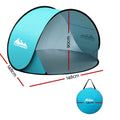 Weisshorn Pop-Up Tent 3-Person UV & Water Resistant Instant Setup Blue - SuperSaverAU - view 2