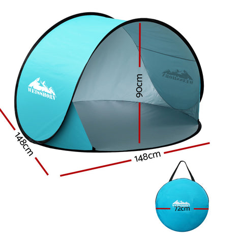Weisshorn Pop-Up Tent 3-Person UV & Water Resistant Instant Setup Blue - SuperSaverAU - view 2