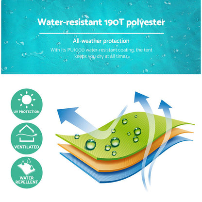 Weisshorn Pop-Up Tent 3-Person UV & Water Resistant Instant Setup Blue