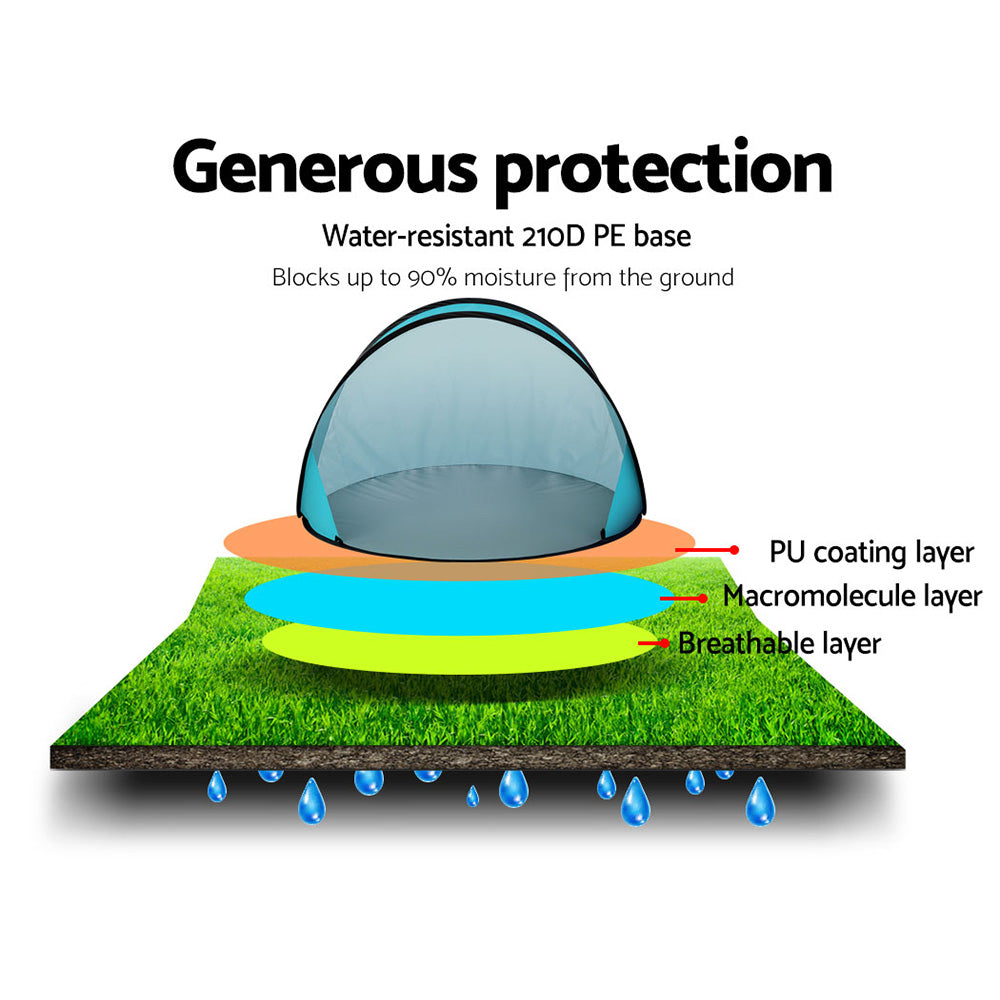 Weisshorn Pop-Up Tent 3-Person UV & Water Resistant Instant Setup Blue - SuperSaverAU - view 6