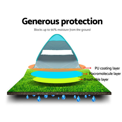 Weisshorn Pop-Up Tent 3 Person UV & Water Resistant Instant Setup Blue