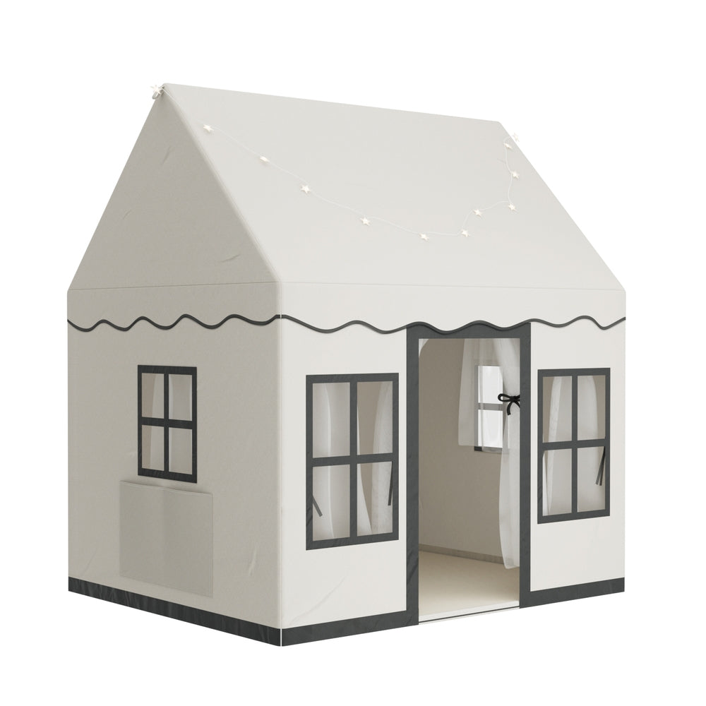 Keezi Kids Play Tent Playhouse Castle with String Lights Floor Mat Side Pocket - SuperSaverAU - view 1