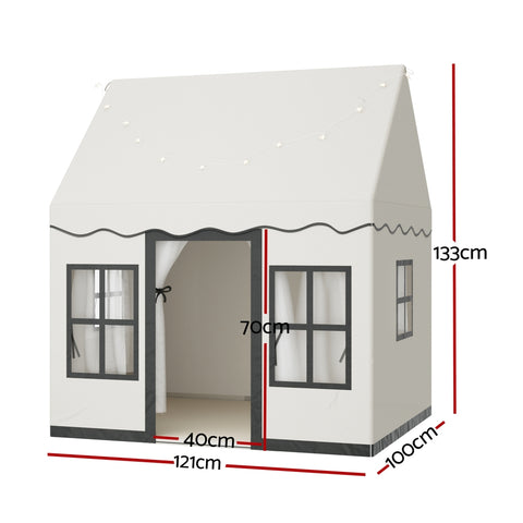 Keezi Kids Play Tent Playhouse Castle with String Lights Floor Mat Side Pocket - SuperSaverAU - view 2