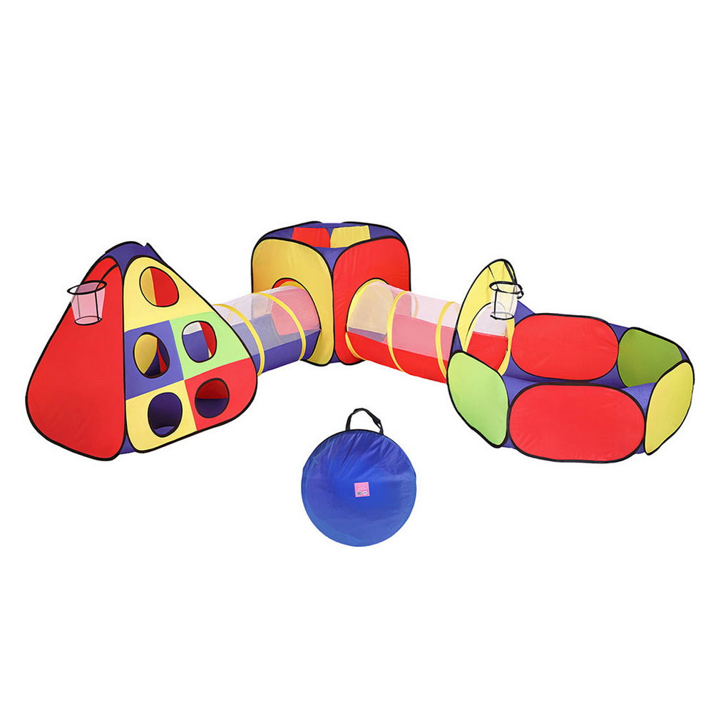 Keezi Kids Play Tent Teepee 80cm x 80cm with Ball Pit, Tunnel & Carry Bag