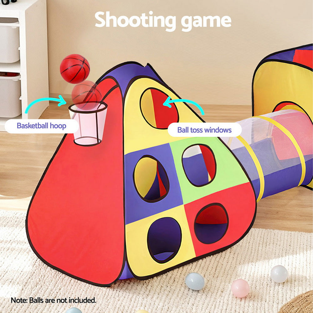 Keezi Kids Play Tent Teepee 80cm x 80cm with Ball Pit, Tunnel & Carry Bag - SuperSaverAU - view 6
