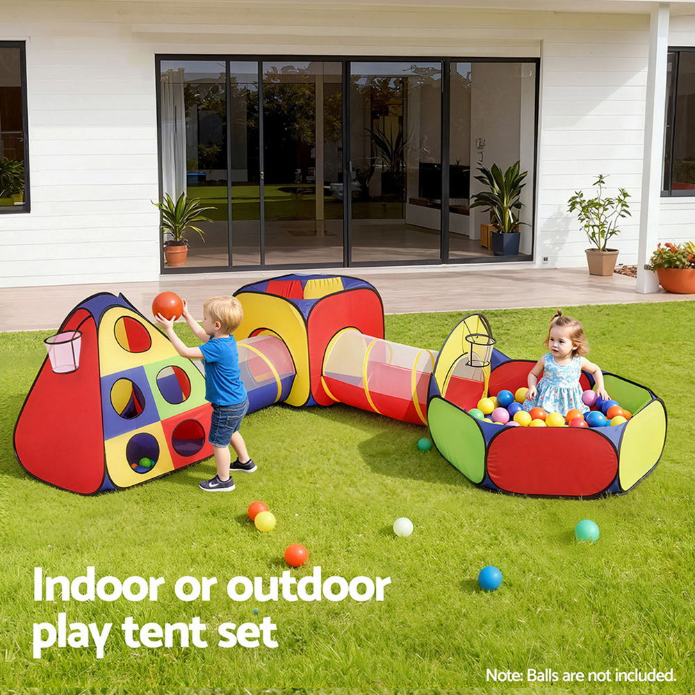 Keezi Kids Play Tent Teepee 80cm x 80cm with Ball Pit, Tunnel & Carry Bag - SuperSaverAU - view 8