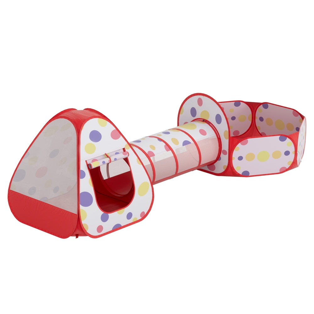 Keezi Kids Playhouse Play Tent Pop Up Teepee Ball Pit Tunnel Basketball Hoop Red - SuperSaverAU - view 3