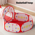 Keezi Kids Playhouse Play Tent Pop Up Teepee Ball Pit Tunnel Basketball Hoop Red - SuperSaverAU - view 5