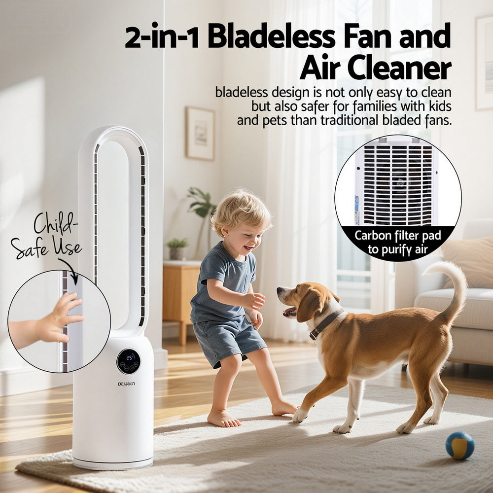 Devanti 88cm Bladeless Fan with Remote - Air Purification & Cooling