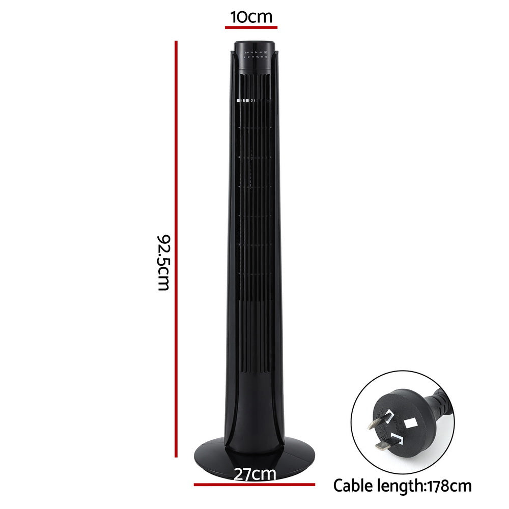 Devanti Tower Fan 93cm Oscillating 3 Speeds Remote Control Overheat Protection
