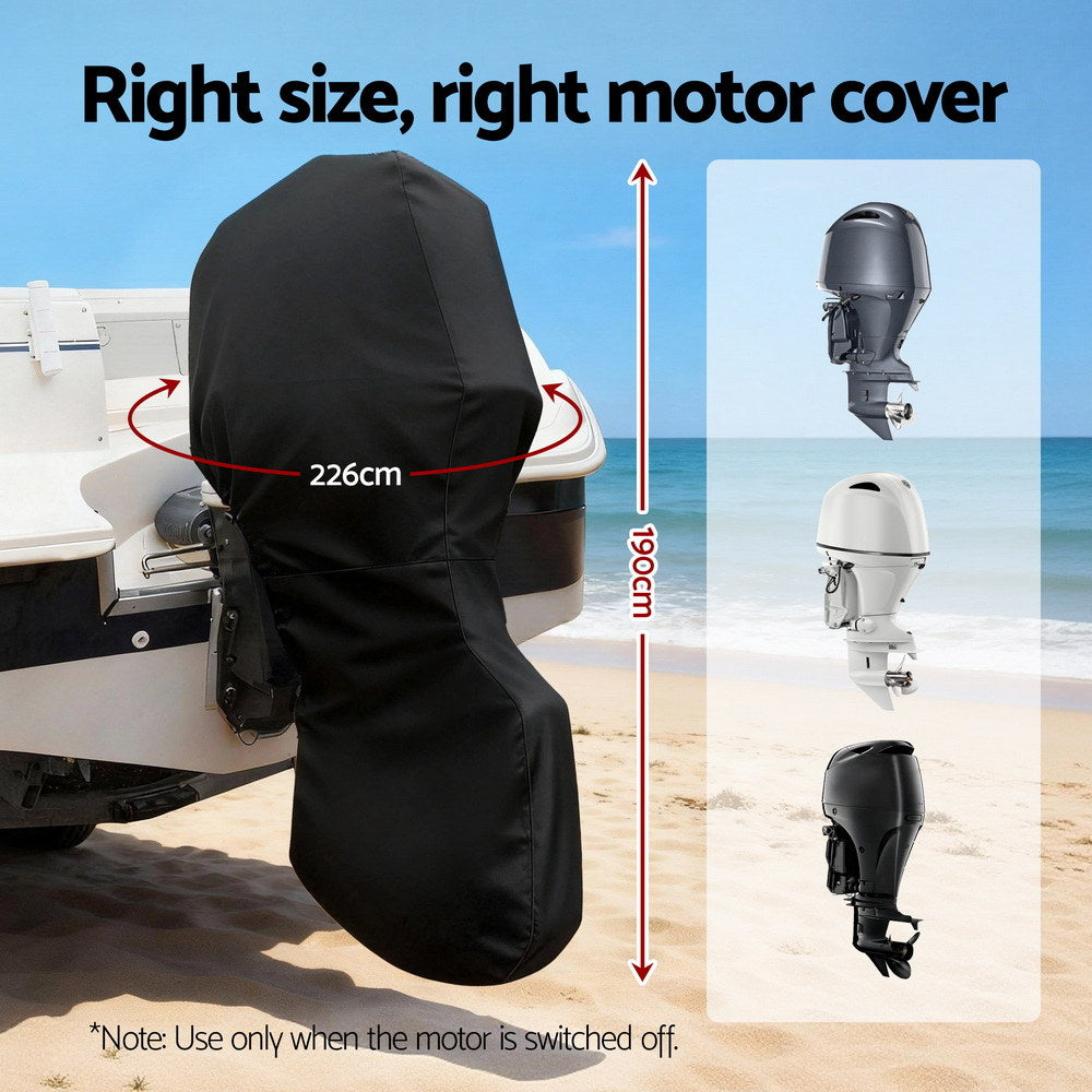 Seamanship Full Outboard Motor Cover 100-150HP, Water & UV Resistant, Black - SuperSaverAU - view 4