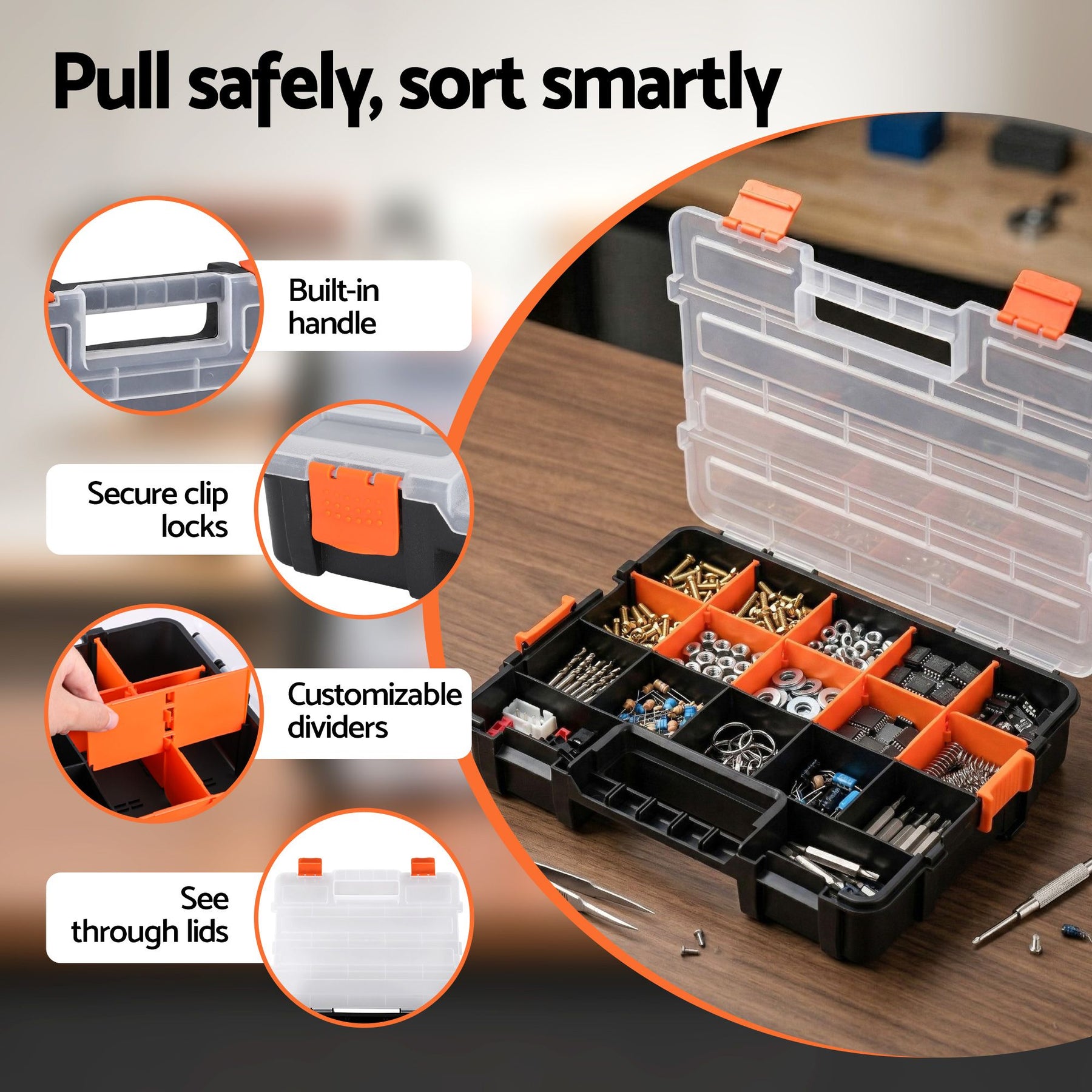 Giantz 3 Pack Tool Box Organizer with Hardware Storage Box for Small Parts - SuperSaverAU - view 5